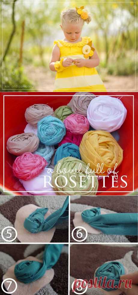 Украшения из цветов из ткани для детской одежды. Идеи..