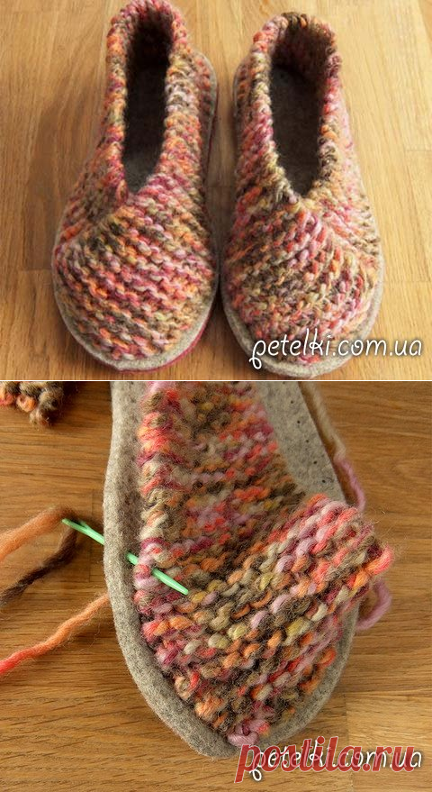 Простые тапочки-следки спицами. Как вязать