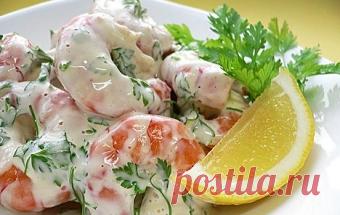 Салат из мандаринов и креветок / Фруктовые салаты / TVCook: пошаговые рецепты с фото