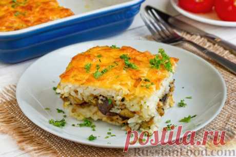 Рецепт: Рисовая запеканка с грибами и сыром на RussianFood.com