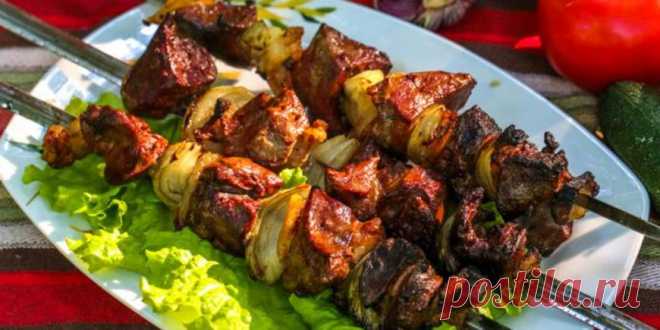 Шашлык из печени индейки в маринаде