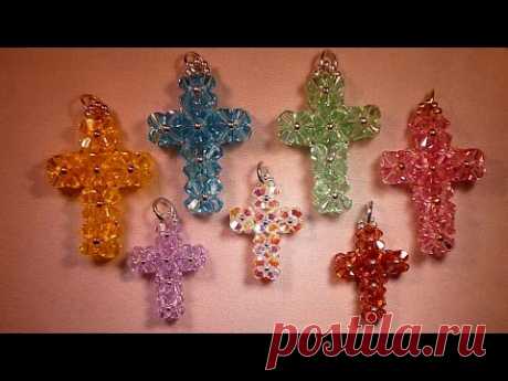 Colgante Cruz Apayala Swarovski Beaded Cross Pendant Tutorial