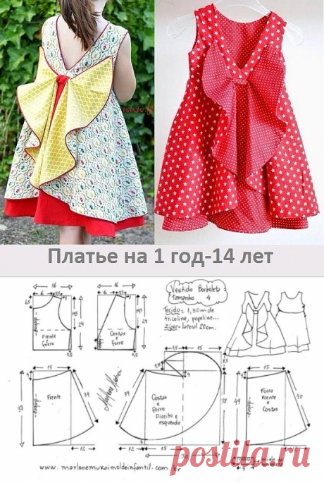 Выкройка летнего платья для девочки от 1 года до 14 лет (Шитье и крой) – Журнал Вдохновение Рукодельницы