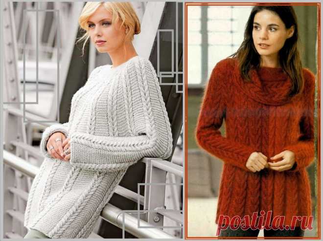 Вязание спицами - Платья, туники спицами - Туники узором "косы"