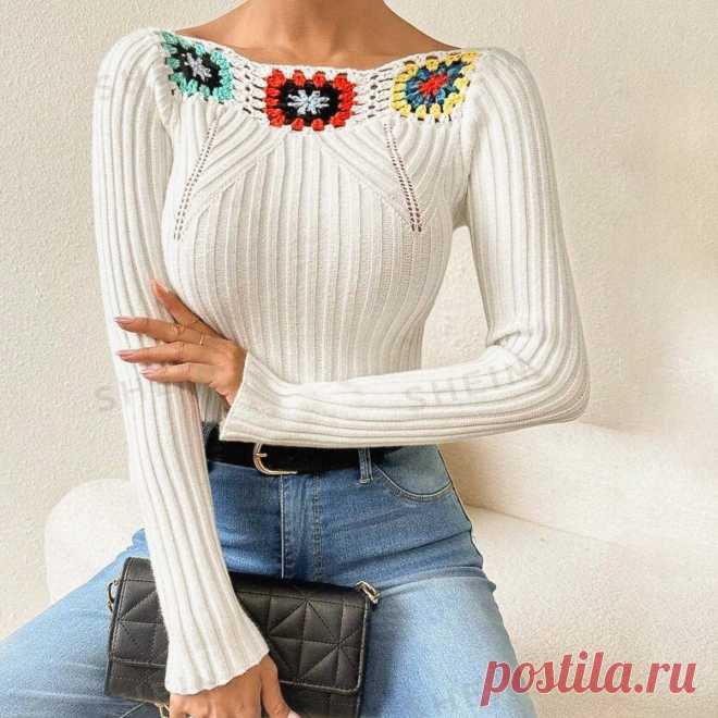 Джемпер с бабушкиными квадратами (схема узора)