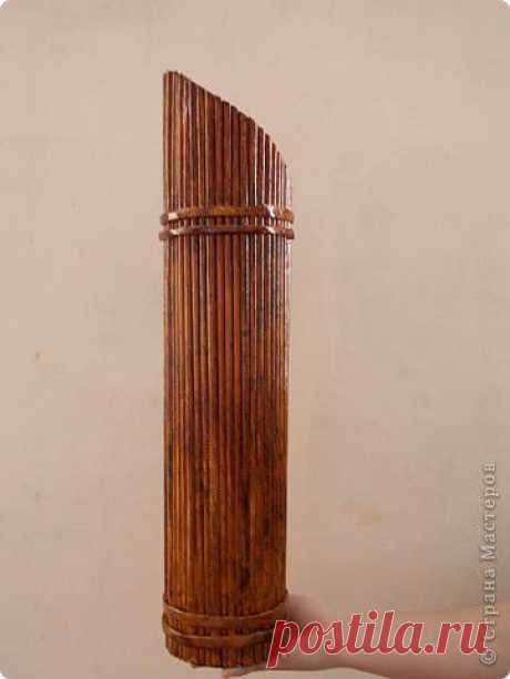 Бамбуковая ваза из газетных трубок | Страна Мастеров