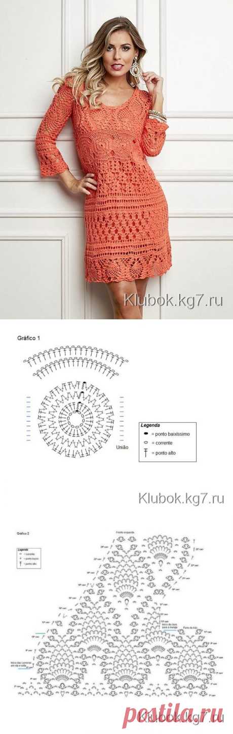 Оранжевое чудо. Платье с бразильского сайта. | Клубок