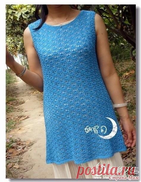Легкая туника, вязаная спицами. Схемы вязания и выкройка