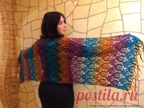 Ажурный палантин крючком. Схема. / knittingideas.ru