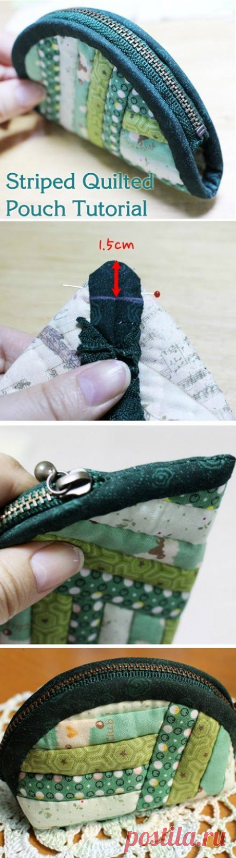 Striped Quilted Pouch Tutorial. Кошелек на молнии ~
This zip pouch is made with scraps sewn together to form panels, DIY Tutorial. Кошелек на молнии https://www.handmadiya.com/2015/09/striped-quilted-pouch-tutorial.html