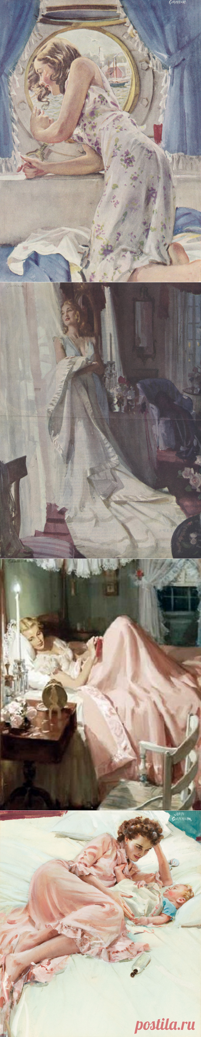 Сценки из повседневной жизни в Америке.Художник John Gannam (1907-1965)