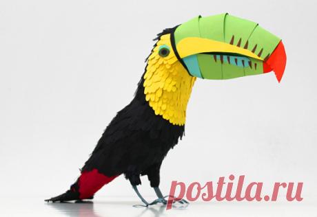 Конструирование птицы из цветной бумаги
