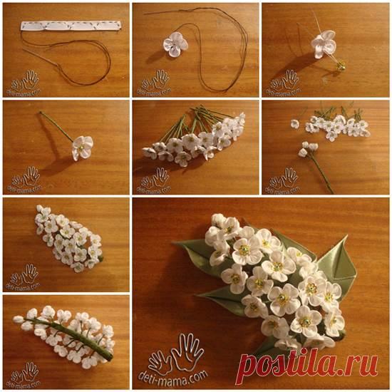 DIY Pretty Ribbon Wild Cherry Sprig Hair Clip - Creative Ideas