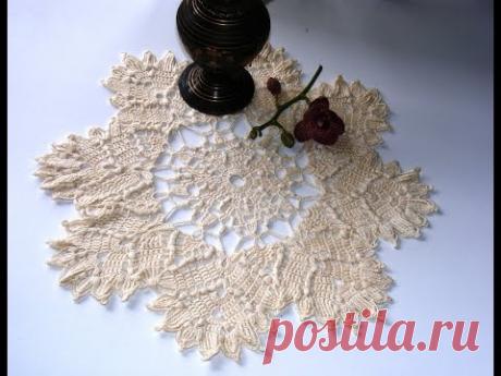 Салфетка крючком. Ажурная  круглая салфетка. Част 2