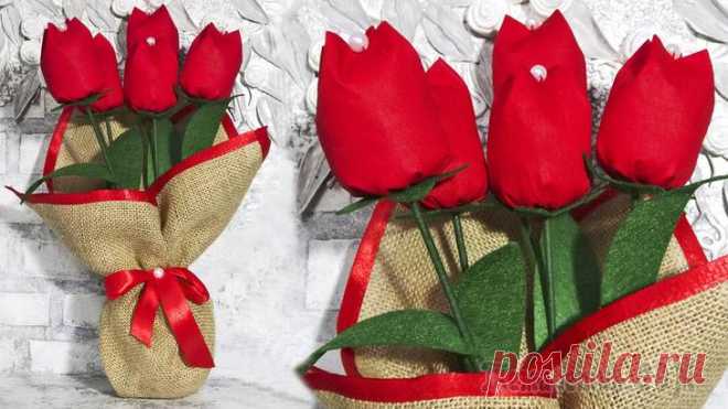 Цветы своими руками из ткани. Подарок к 8 Марта