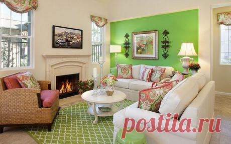 Очарование зелёного — 15 потрясающих гостиных