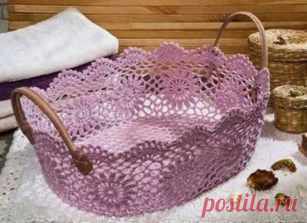Ажурная корзиночка крючком