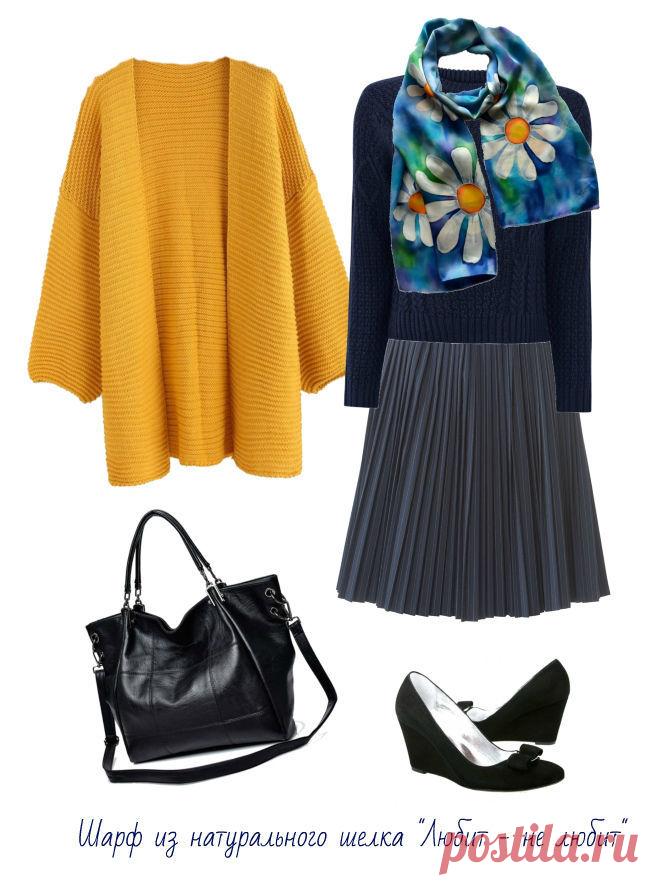 Шарф батик из натурального атласа 