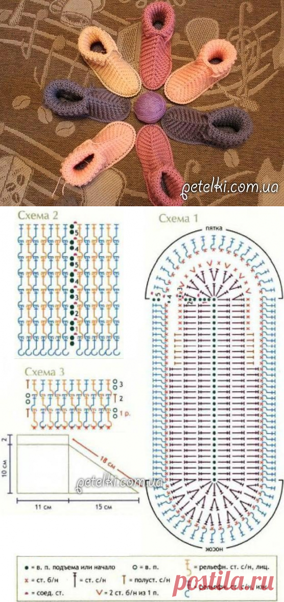 Домашние башмачки крючком. Как вязать