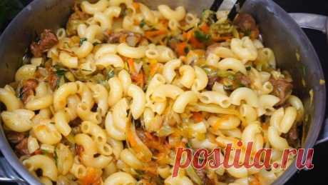 Макароны с тушеной капустой и мясом: по маминому рецепту