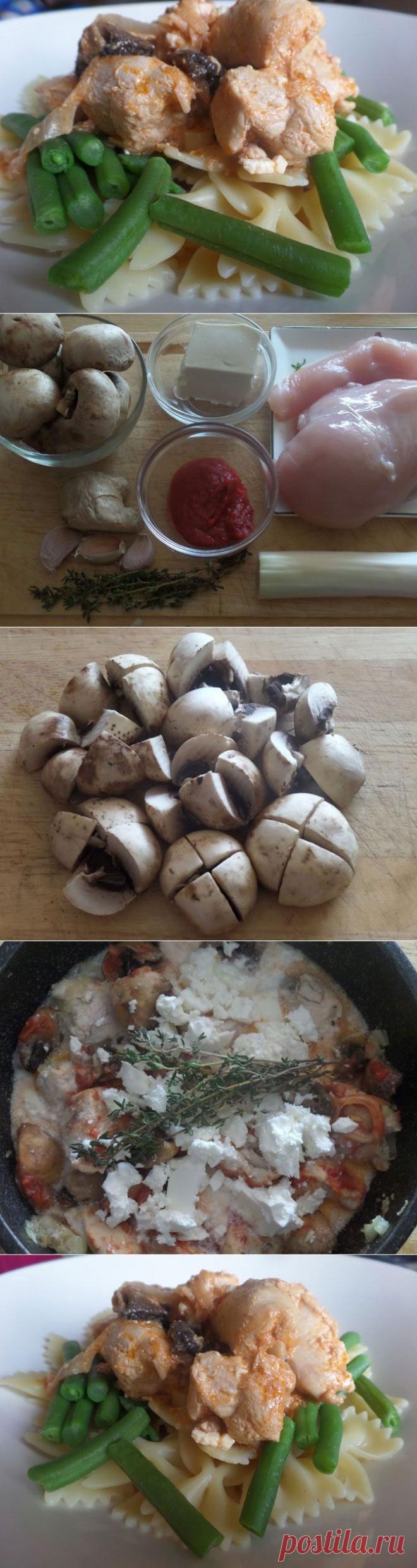 Рецепт на выходные: Куриная грудка с шампиньонами в пряном томатном соусе с брынзой.