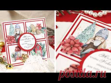 ВЫРЕЗАЛА КАРТИНКИ И СОБРАЛА ИЗ НИХ КОЛЛАЖ НА НОВОГОДНЕЙ ОТКРЫТКЕ🎄ИДЕЯ НА НОВЫЙ ГОД СВОИМИ РУКАМИ✨