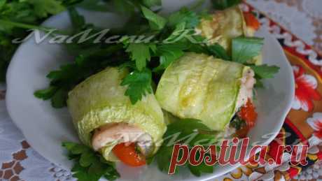 Кабачковые рулетики с курицей в микроволновке