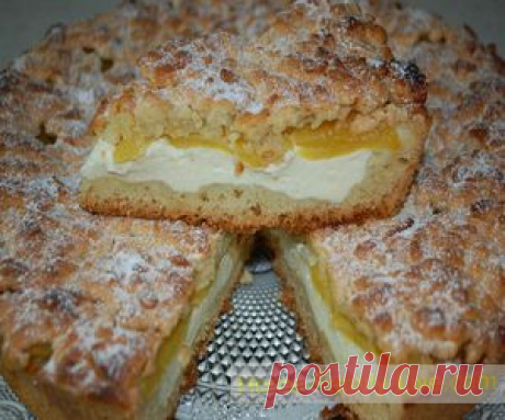 Пирог из песочного теста с творогом и абрикосами - Кулинарные рецепты