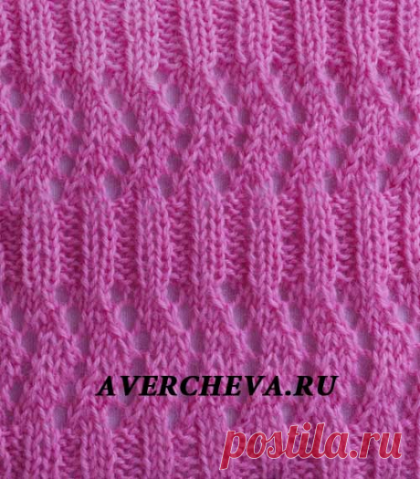 ажурный узор с резинкой | каталог вязаных спицами узоров