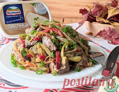 Тёплый салат из куриной печени "Осенний" – кулинарный рецепт