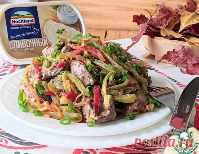 Тёплый салат из куриной печени 