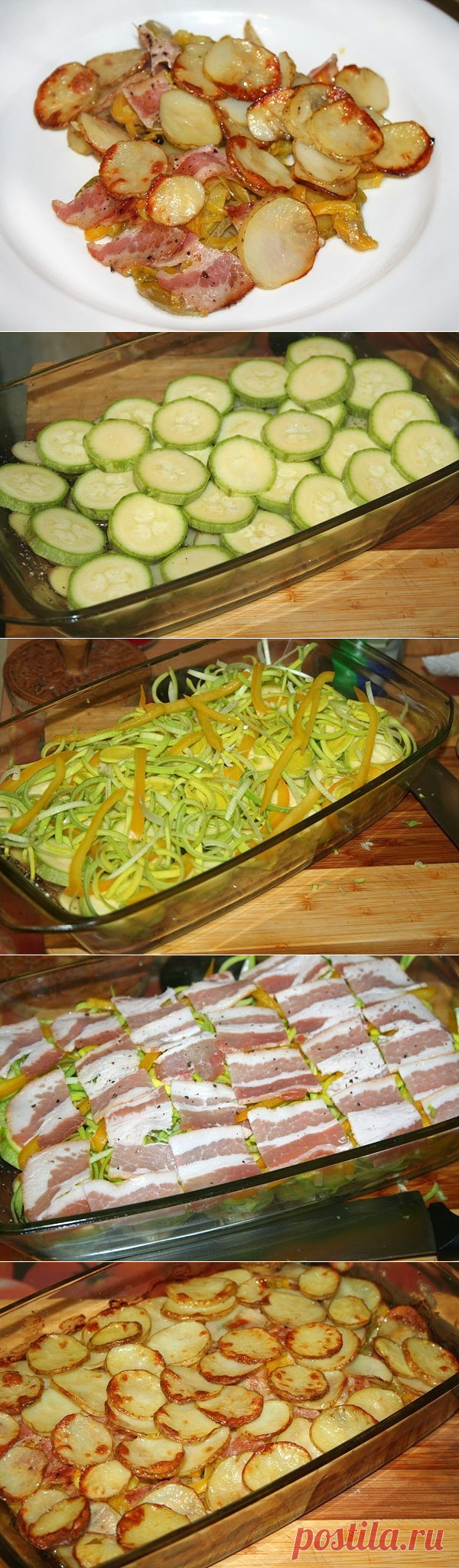 Как приготовить картофель с беконом и кабачками - рецепт, ингредиенты и фотографии