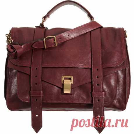 Proenza Schouler PS1 Large Leather - Burgundy See this and similar Proenza Schouler handbags - Calfskin leather flap front satchel with metal foldover closure, leather pull-tab straps, top handle and remova...