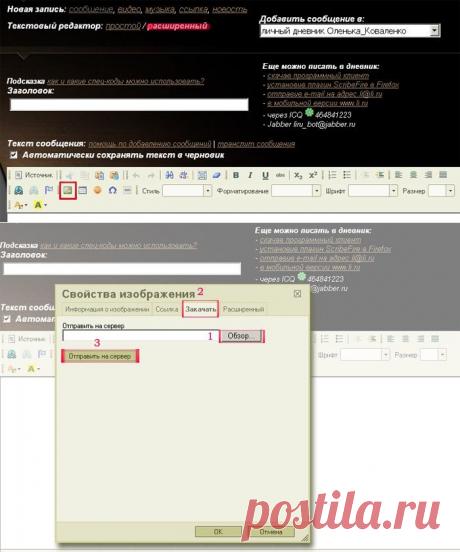 НОВИЧКАМ: ВСТАВЛЯЕМ И РЕДАКТИРУЕМ ИЗОБРАЖЕНИЕ ЧЕРЕЗ СЕРВИС ЗАГРУЗКИ ИЗОБРАЖЕНИЙ LIVEINTERNET