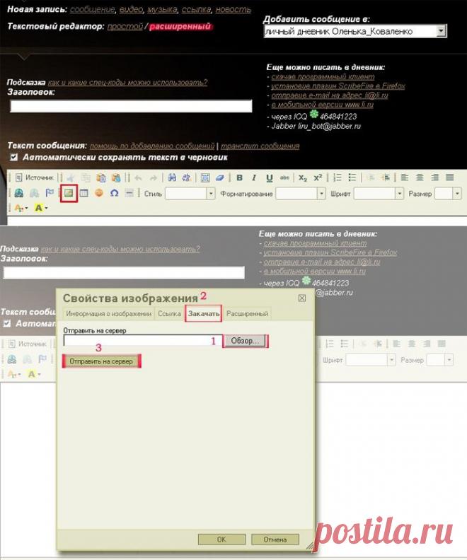 НОВИЧКАМ: ВСТАВЛЯЕМ И РЕДАКТИРУЕМ ИЗОБРАЖЕНИЕ ЧЕРЕЗ СЕРВИС ЗАГРУЗКИ ИЗОБРАЖЕНИЙ LIVEINTERNET