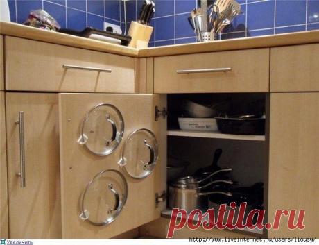 Простой способ хранить крышки от кастрюль