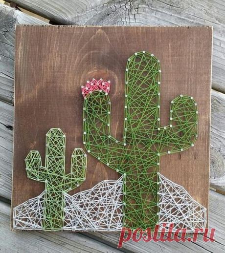 Панно из гвоздей и ниток. Нитяная графика.