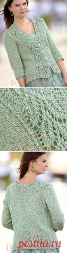 Вязаный жакет для женщин «Букет мяты»