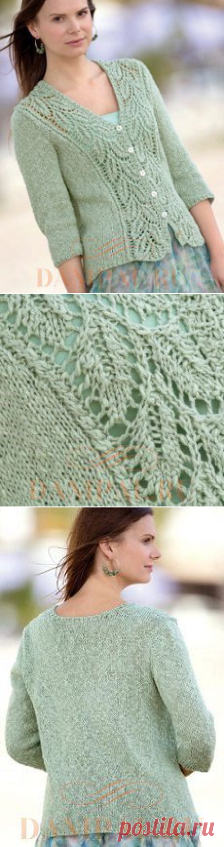 Вязаный жакет для женщин «Букет мяты»