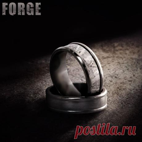 Кольцо. Мужское кольцо. Обручальное кольцо. Метеорит. Белое золото.