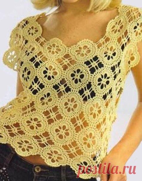 ​Нарядная майка с ажурными узорами Нарядная майка с ажурными узорамиНарядная майка с ажурными узорами состоит из мотивов, которые радуют особой красотой.В городе стоит носить на чехле, на пляж можно одеть и прямо так.Творите и будьте счастливы, наши дорогие.