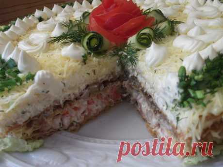 Закусочный торт из вафельных коржей