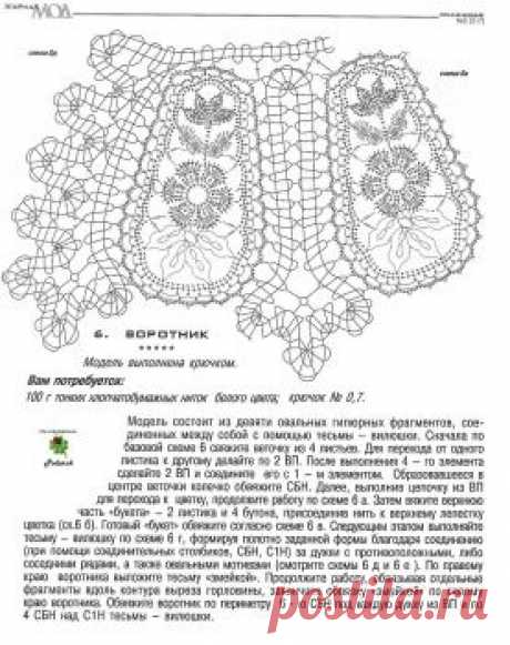 Вязаные воротнички. Схемы и модели
