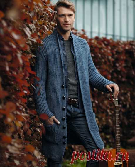 Мужской кардиган с полупатентным узором (Вязание спицами) — Журнал Вдохновение Рукодельницы