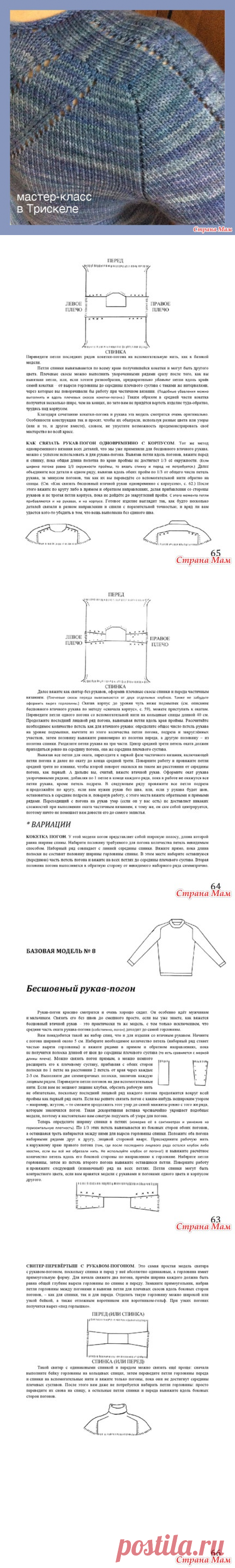 Вязание сверху вниз. Реглан-погон.