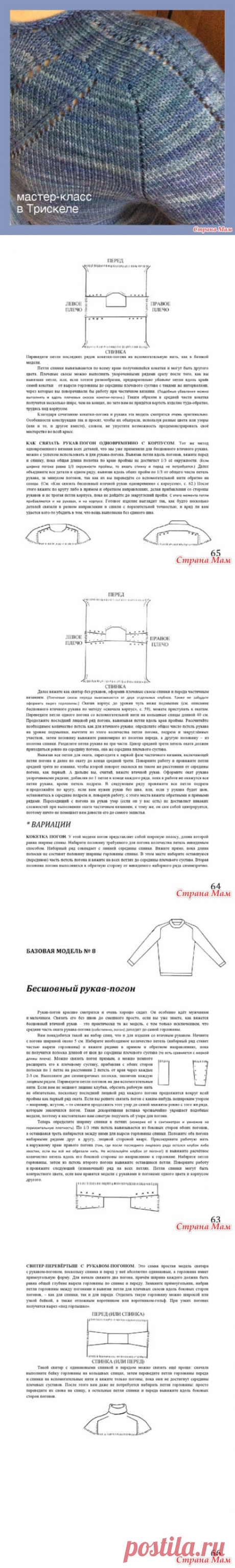 Вязание сверху вниз. Реглан-погон.