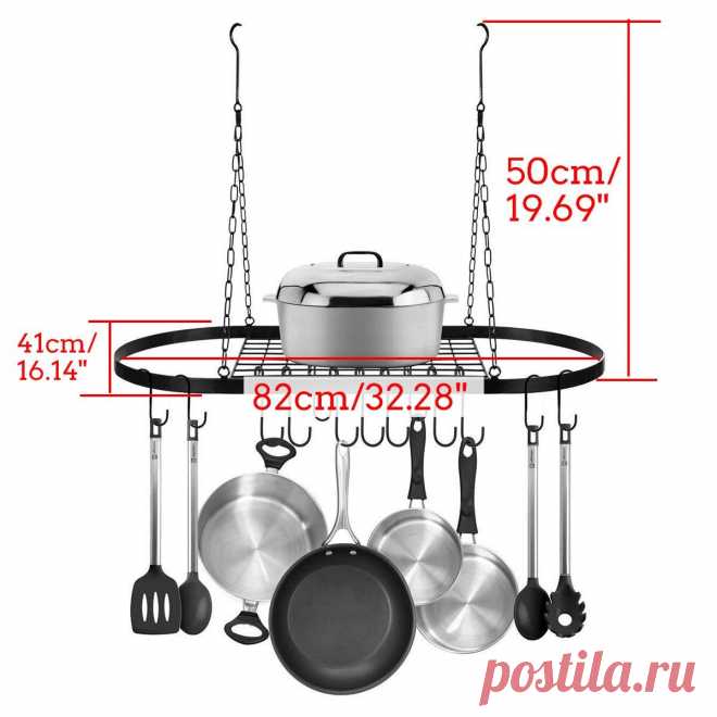 Складная подвесная железная полка для хранения, кухонный Органайзер, подставка для кастрюли, Потолочная полка + 10 крючков, аксессуары для домашней кухни 82x41x50cm|Полки и держатели| | АлиЭкспресс