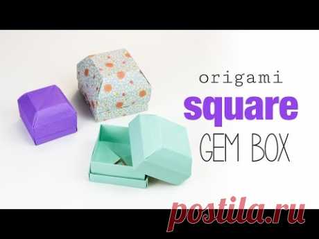 Квадратное оригами Gem Box учебник-DIY-Paper Kawaii