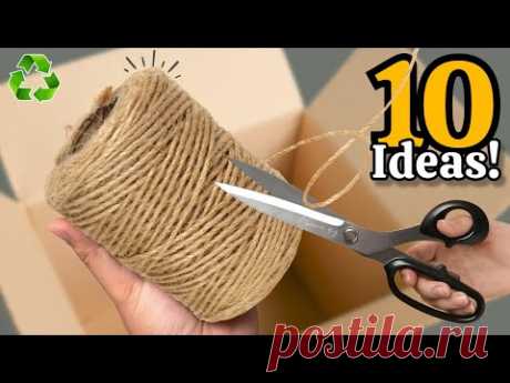 Трансформация картона и джутовой веревки😍♻️10 красивых идей домашнего декора, которые вам понравятся