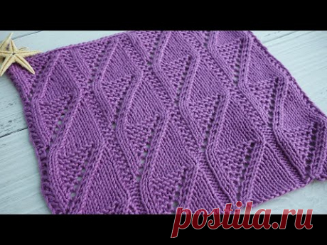 Красивый узор спицами с рельефом Ромбы схема и описание /Beautiful knitting pattern